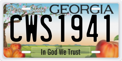 GA license plate CWS1941