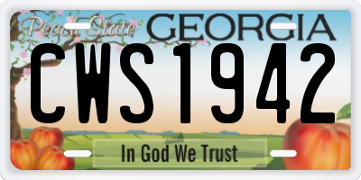 GA license plate CWS1942