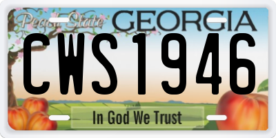 GA license plate CWS1946