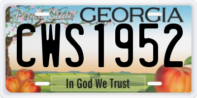 GA license plate CWS1952