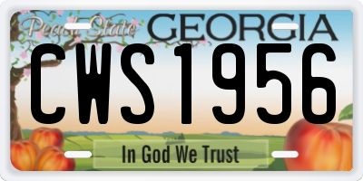 GA license plate CWS1956