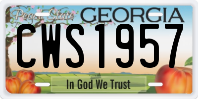 GA license plate CWS1957
