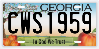 GA license plate CWS1959
