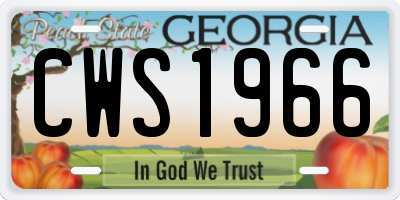 GA license plate CWS1966