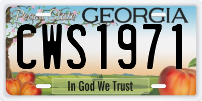 GA license plate CWS1971