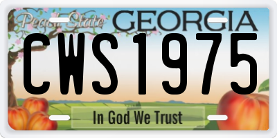 GA license plate CWS1975