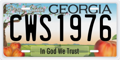 GA license plate CWS1976