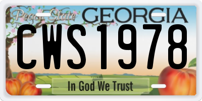 GA license plate CWS1978