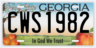 GA license plate CWS1982