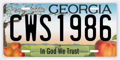 GA license plate CWS1986