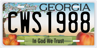 GA license plate CWS1988