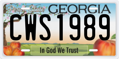 GA license plate CWS1989
