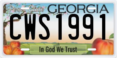 GA license plate CWS1991