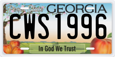 GA license plate CWS1996