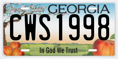 GA license plate CWS1998
