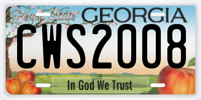 GA license plate CWS2008