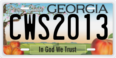 GA license plate CWS2013