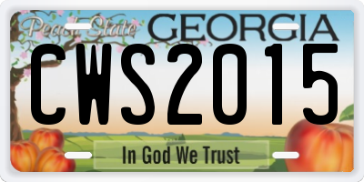 GA license plate CWS2015
