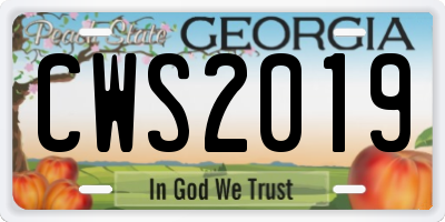 GA license plate CWS2019