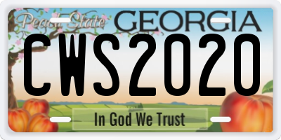 GA license plate CWS2020