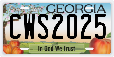 GA license plate CWS2025