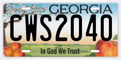 GA license plate CWS2040