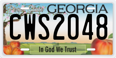 GA license plate CWS2048