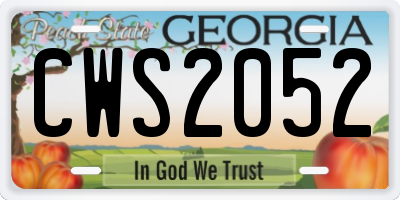 GA license plate CWS2052