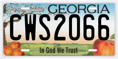 GA license plate CWS2066