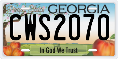 GA license plate CWS2070