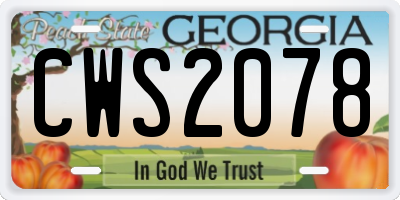GA license plate CWS2078