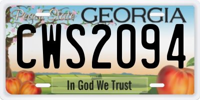 GA license plate CWS2094