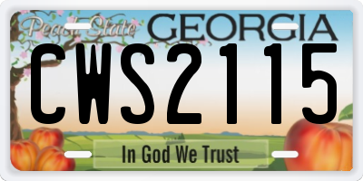 GA license plate CWS2115