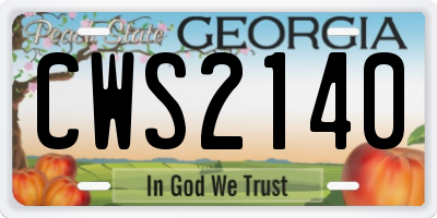 GA license plate CWS2140