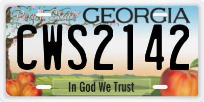 GA license plate CWS2142