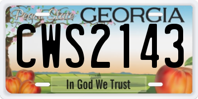 GA license plate CWS2143