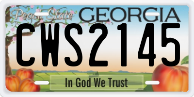 GA license plate CWS2145