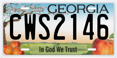 GA license plate CWS2146