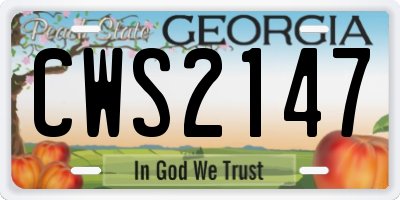 GA license plate CWS2147