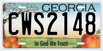 GA license plate CWS2148
