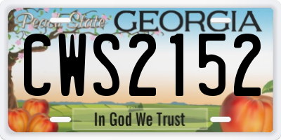 GA license plate CWS2152