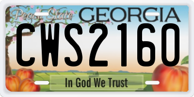 GA license plate CWS2160