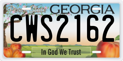 GA license plate CWS2162