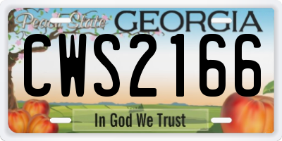 GA license plate CWS2166