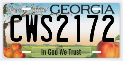 GA license plate CWS2172