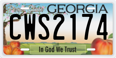 GA license plate CWS2174