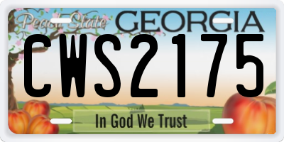 GA license plate CWS2175