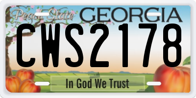 GA license plate CWS2178