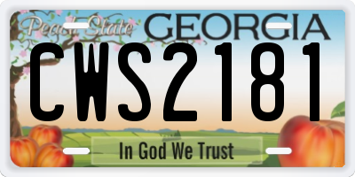 GA license plate CWS2181