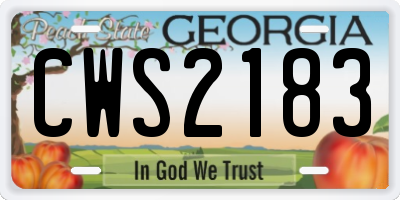 GA license plate CWS2183